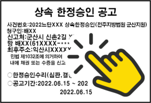 상속한정승인공고